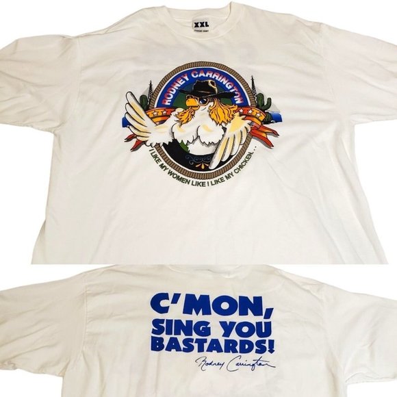 Vintage 90s Comedian Rodney Carrington Deadstock Tshirt XL White Single Stitch - Picture 1 of 8